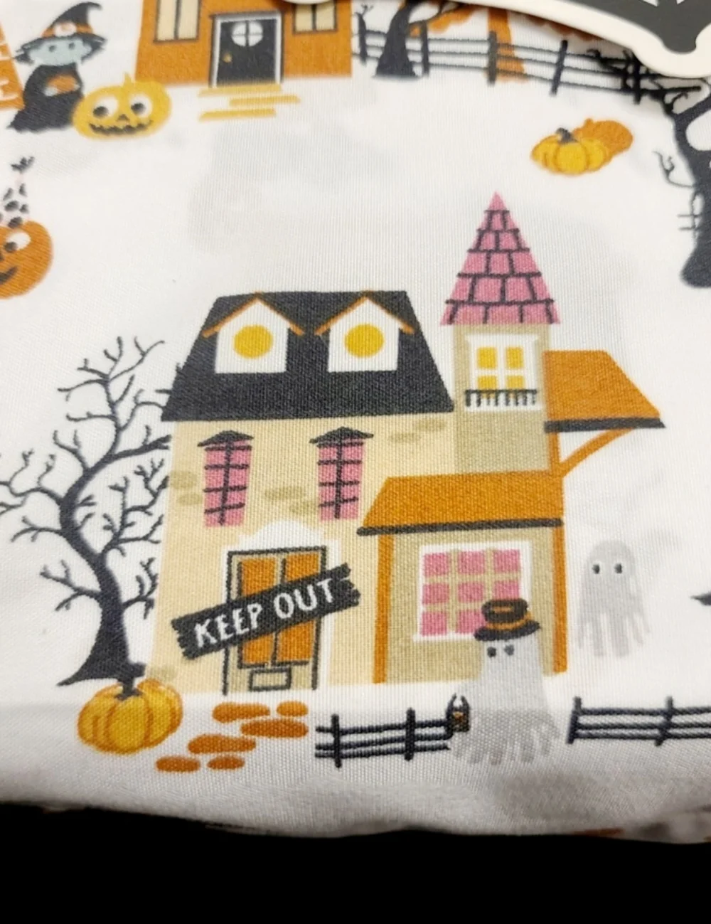 Haunted House Village FULL Bed Sheets Witch Black Cat Ghost Pumpkin Halloween